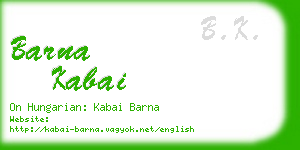 barna kabai business card
